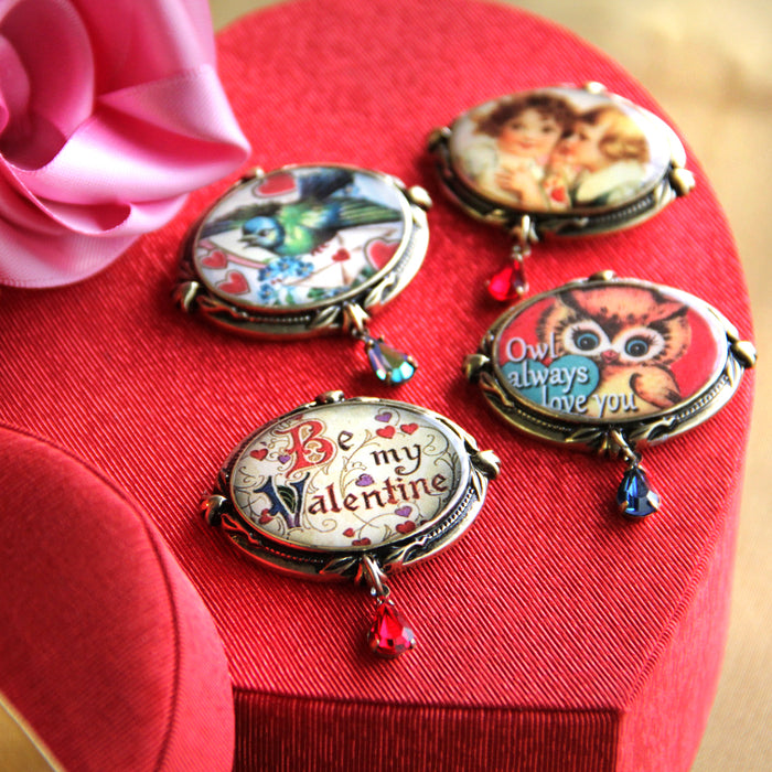 Retro Love Set of 6 Valentines Pins