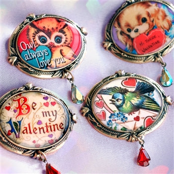 Retro Love Set of FOUR Valentines Pins P347