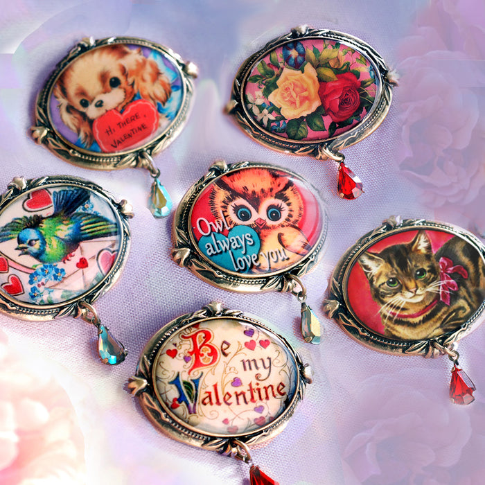 Retro Love Set of 6 Valentines Pins