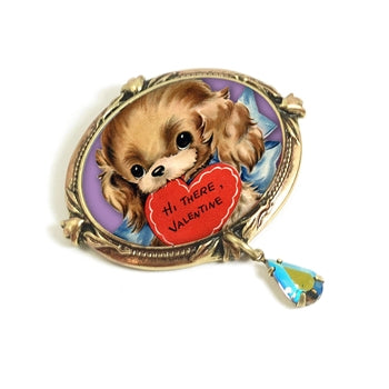 Hi there Valentine' Puppy Valentine Pin P349