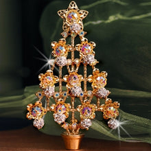 Load image into Gallery viewer, Christmas Tree Pin - Gold &amp; Crystal