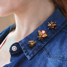 Load image into Gallery viewer, Set of 3 Vintage Bee Pins Topaz