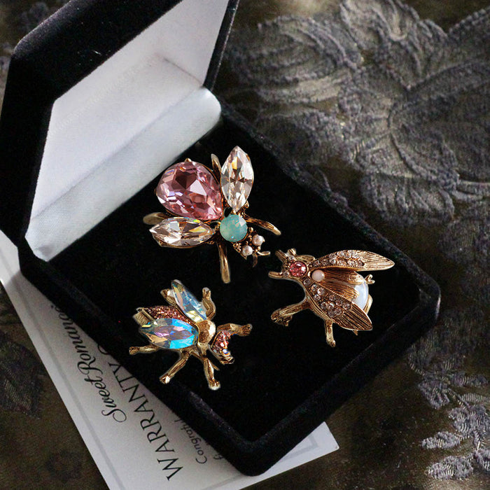 Set of 3 Vintage Bee Pins Opal Pastels P5280