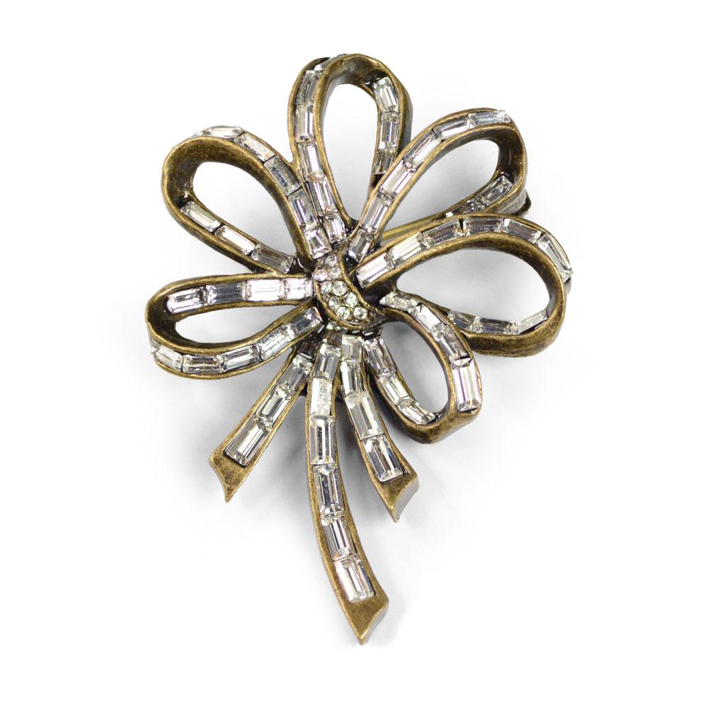 Art Deco Crystal Vintage Loop Bow Pin