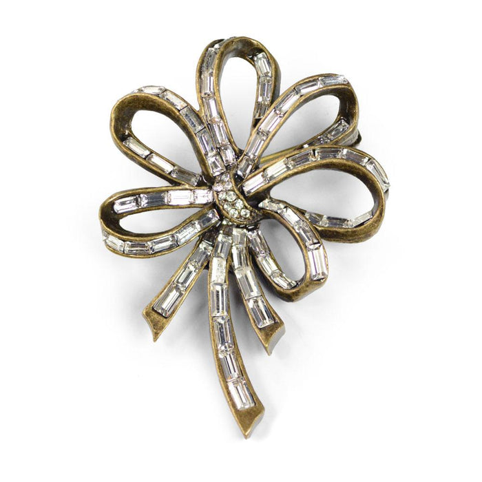Art Deco Crystal Vintage Loop Bow Pin