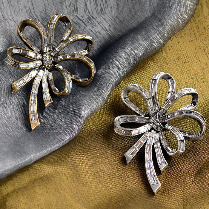 Art Deco Crystal Vintage Loop Bow Pin P733 - Sweet Romance Wholesale