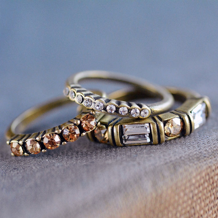 Set of 3 Harmony Bronze Gold Stacking Rings