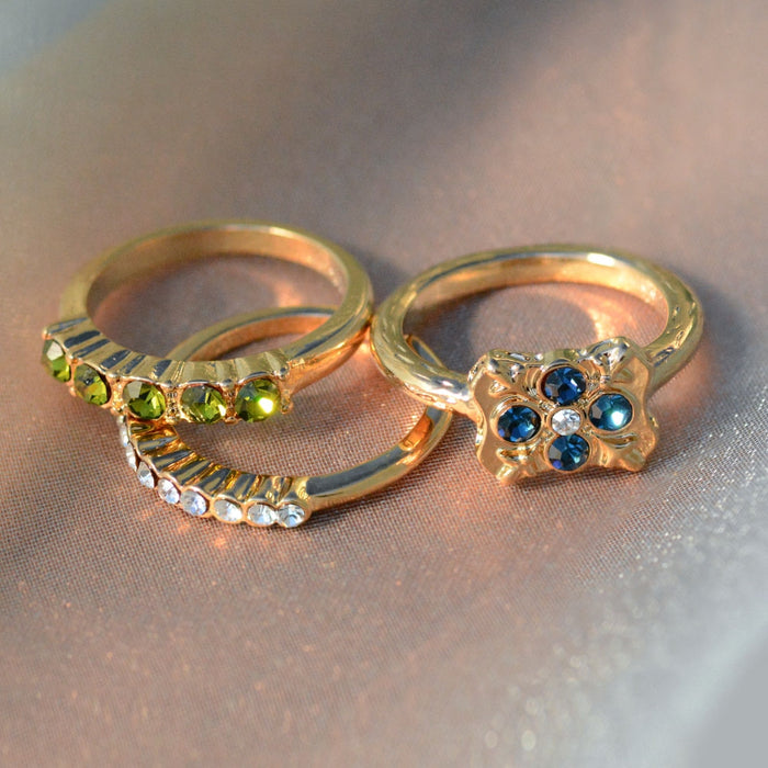 Set of 3 Balance Gold Stacking Rings - Size 6