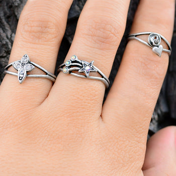 Set of 3 Adjustable Finger Ring or Toe Rings