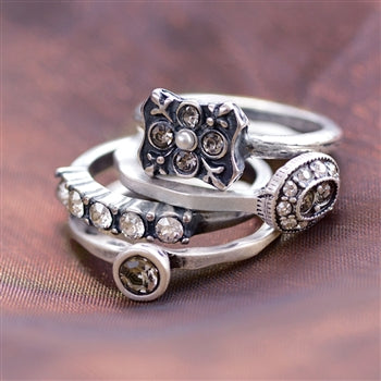 Florence Crystal Stack Rings Set