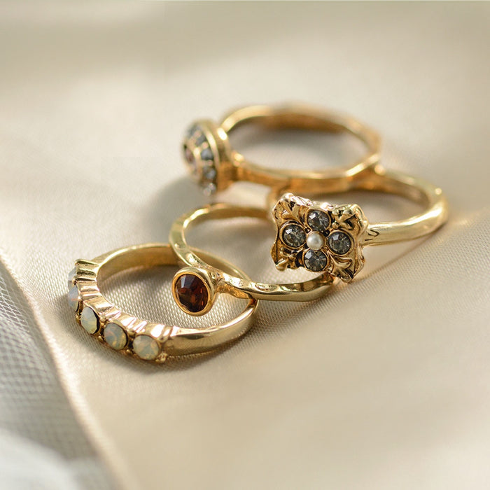 Florence Crystal Stack Rings Set