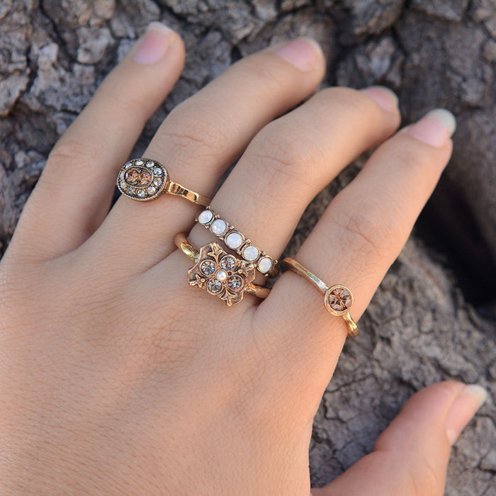 Florence Crystal Stack Rings Set