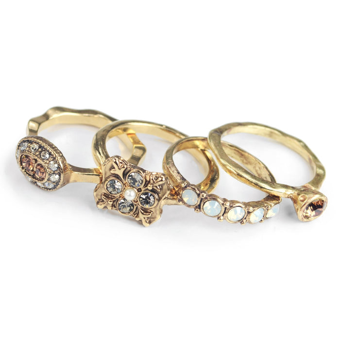 Florence Crystal Stack Rings Set