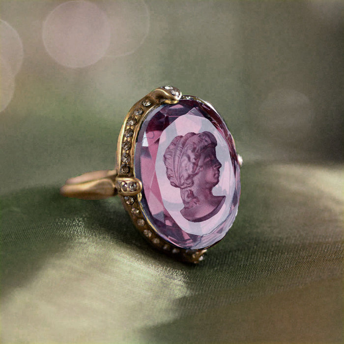 Faceted Oval Intaglio Cameo Ring R130