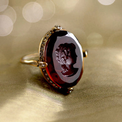 Faceted Oval Intaglio Cameo Ring R130