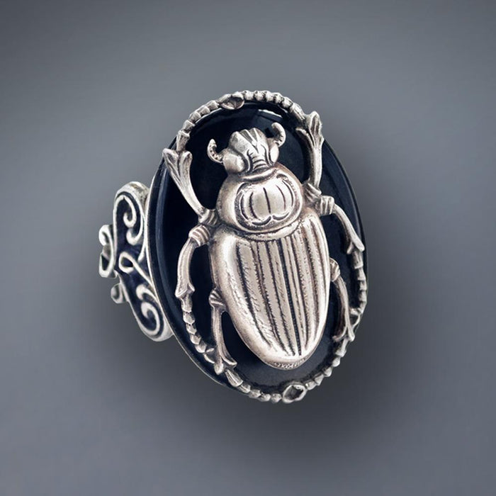 Swarovski Magnetic Signet Scarab Beetle Gold Ring