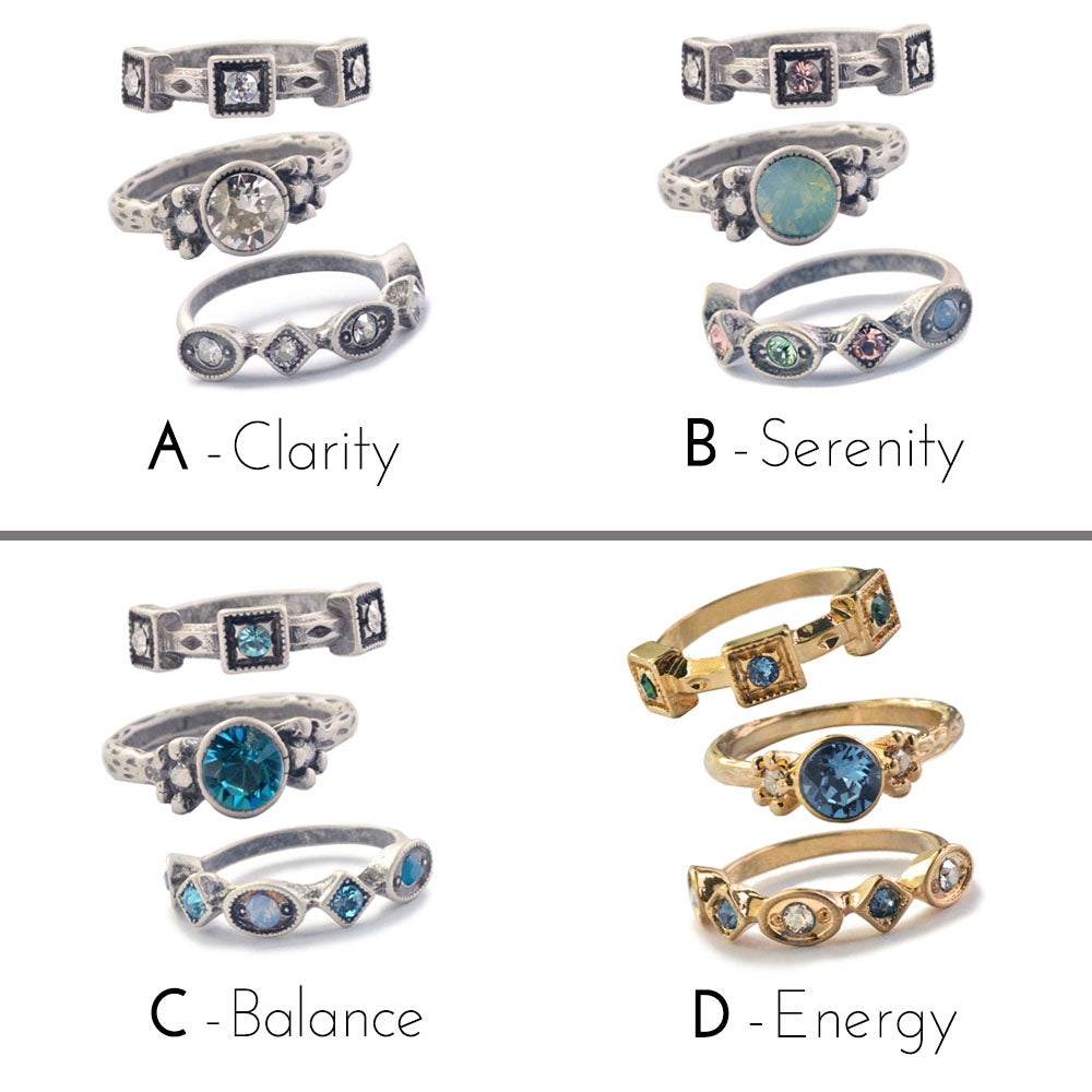 Set of 3 Stack Rings - Inspirational Crystal Rings R562 - sweetromanceonlinejewelry