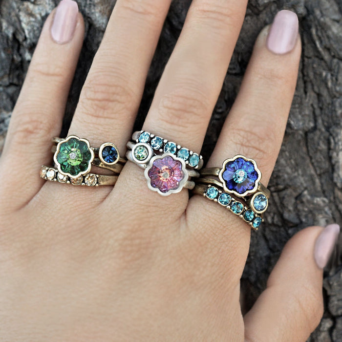 Inspirational Crystal Stack Rings - Set of 3