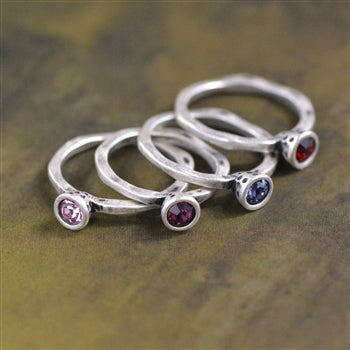 Crystal Solitaire Birthstone Stacking Ring – Sweet Romance Jewelry