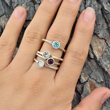 Load image into Gallery viewer, Swarovski Crystal Solitaire Birthstone Stacking Rings