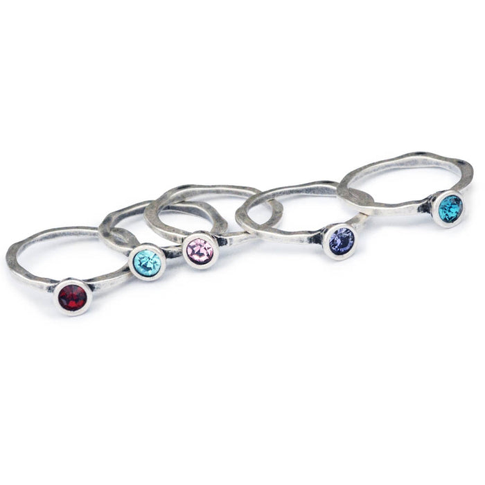 Crystal Solitaire Birthstone Stacking Ring – Sweet Romance Jewelry