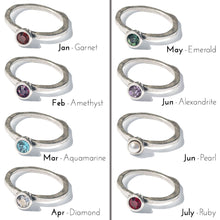 Load image into Gallery viewer, Swarovski Crystal Solitaire Birthstone Stacking Rings
