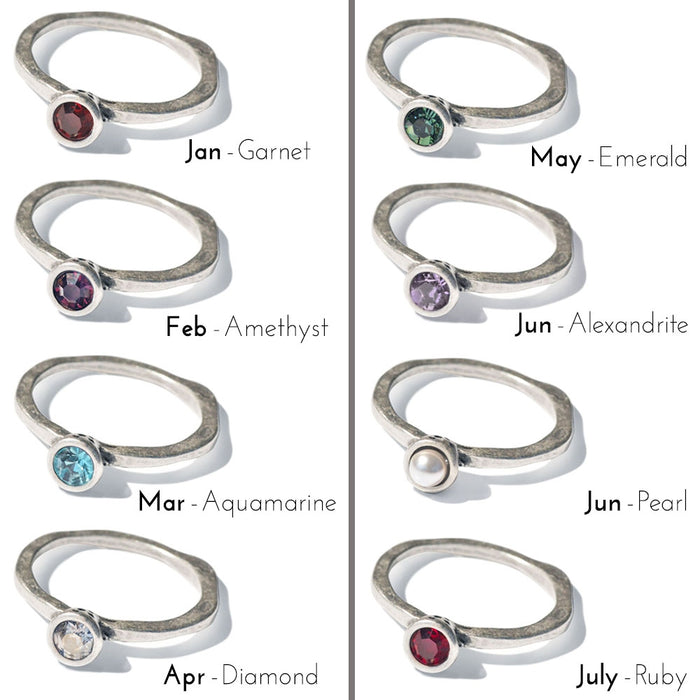 Swarovski Crystal Solitaire Birthstone Stacking Rings