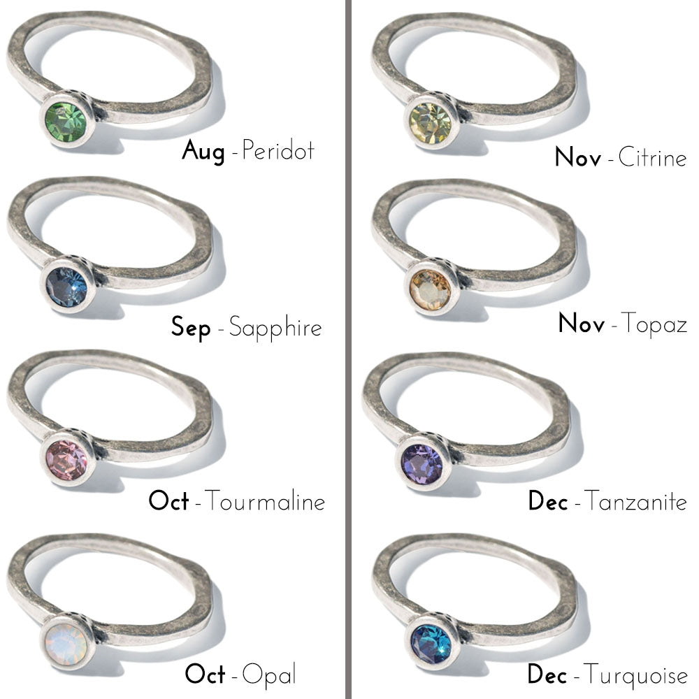 Crystal Solitaire Birthstone Stacking Ring – Sweet Romance Jewelry