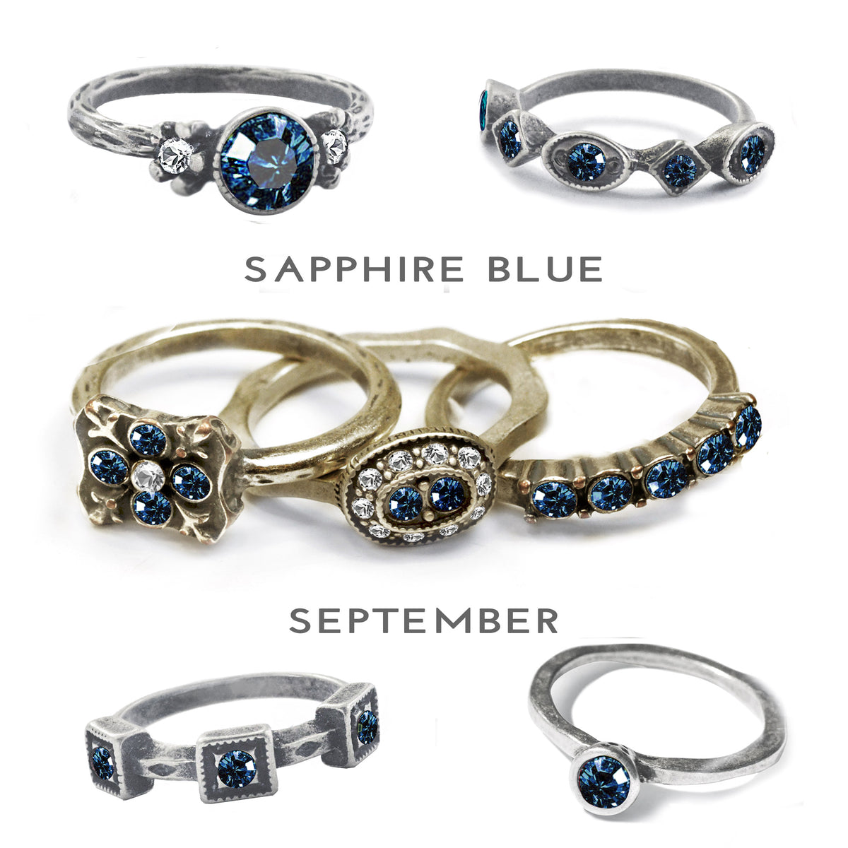 Stackable September Birthstone Ring - Sapphire Blue
