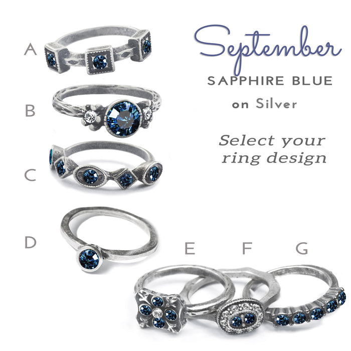 Stackable September Birthstone Ring - Sapphire Blue