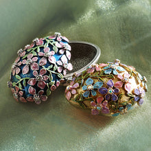 Load image into Gallery viewer, Silver Enamel Flower Easter Egg Miniature Box  BX02