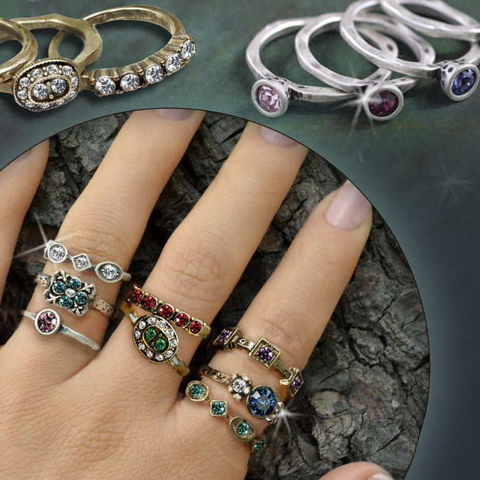 Stackable April Birthstone Rings - Diamond