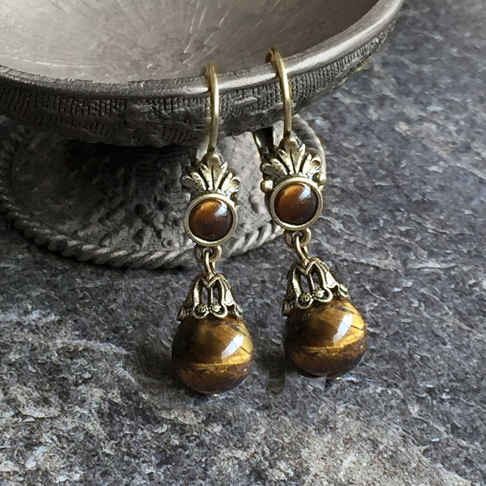 Tiger Eye Earrings by Sweet Romance USA