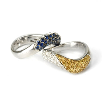 Vintage Vault: Diamond and Sapphire Stack Rings Set - 18K, Sapphires & Diamonds