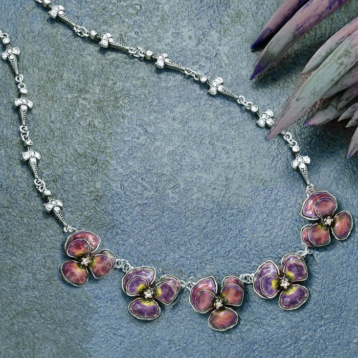 Enamel Pansies Necklace