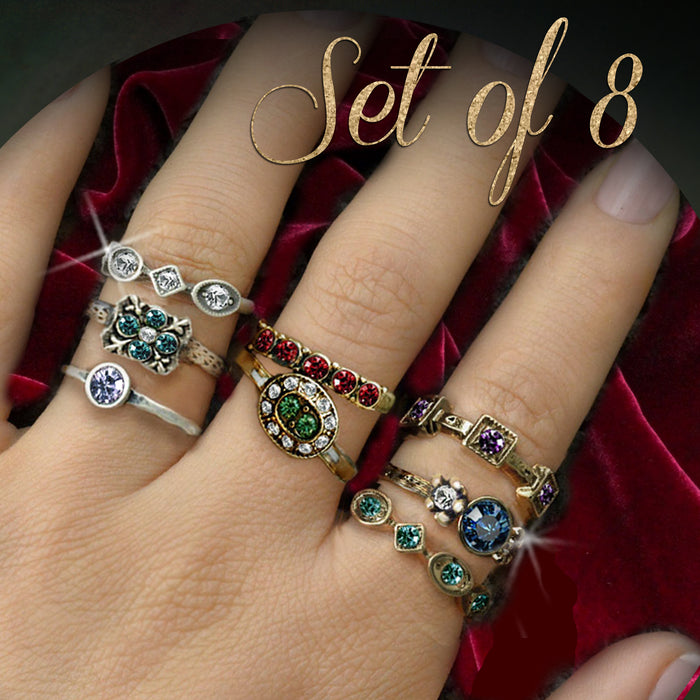 Set of 8 Dainty Vintage Rings R580
