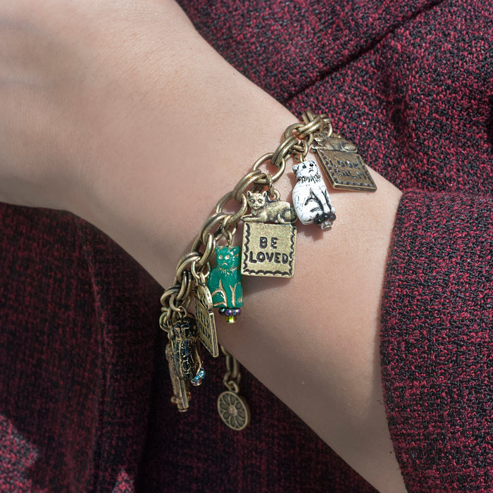 Good Life Cat Charm Bracelet & Earring Set - sweetromanceonlinejewelry