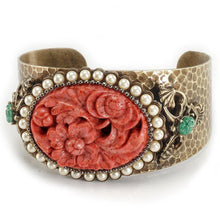 Load image into Gallery viewer, Coral Flower Vintage Cuff Bracelet BR100 - Bracelet