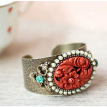 Load image into Gallery viewer, Coral Flower Vintage Cuff Bracelet BR100 - Bracelet