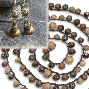 Gemstone Bead Necklace - Malachite or Jasper - Set N and E Jasper - Necklace