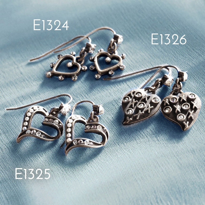Heart Earrings Crystal and Pearls E1325