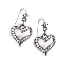 Load image into Gallery viewer, Heart Earrings, Heart Jewelry, Gold Heart, Gift for Her, Tiny Earrings, Silver Earrings, Valentine Gift, Dainty Earrings, Dangle  E1325