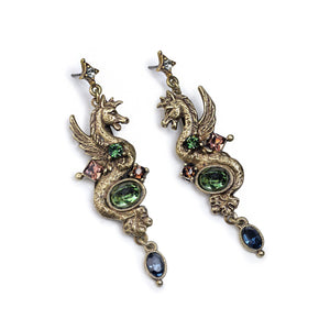 Griffin Earrings, Statement Earrings, Animal Dangle Earrings, Renaissance jewelry, Dragon jewelry, Goth Jewelry, Antique Earrings E1323