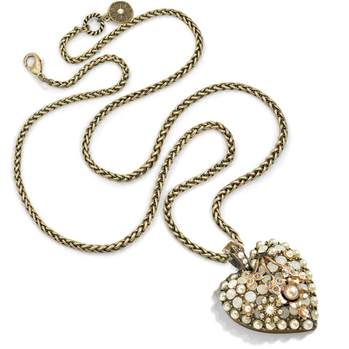 Crystal Heart Necklace or Choker, Victorian Revival MCM  N1499