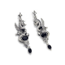 Load image into Gallery viewer, Griffin Earrings, Statement Earrings, Animal Dangle Earrings, Renaissance jewelry, Dragon jewelry, Goth Jewelry, Antique Earrings E1323