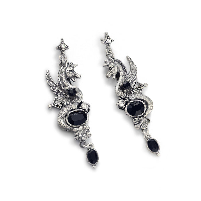 Griffin Earrings, Statement Earrings, Animal Dangle Earrings, Renaissance jewelry, Dragon jewelry, Goth Jewelry, Antique Earrings E1323