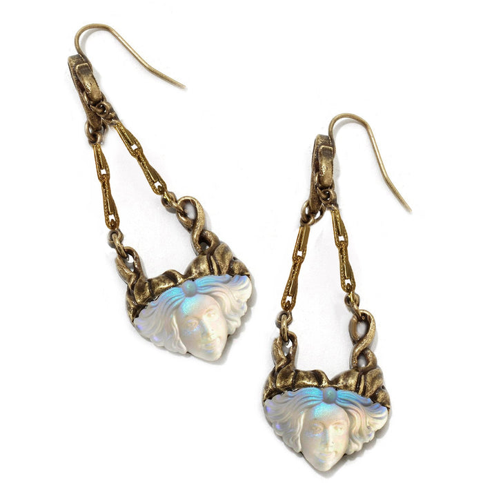 Futura Art Nouveau Earrings, Clip Earrings, Art Nouveau Jewelry, Vintage Style Jewelry, , Iridescent Rainbow Jewelry Gift E114