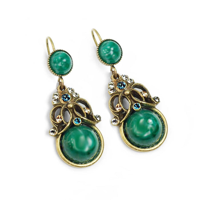 Green Jadeite Art Deco Earrings, Dangle Earrings, Vintage, Tranquility Earrings, Vintage Glass Earrings E1356