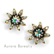 Load image into Gallery viewer, Daisy Vintage Earrings, Pearl Flower Earrings, Retro Flower Earrings, Mid Century Bridesmaid Wedding stud Earrings, E1316
