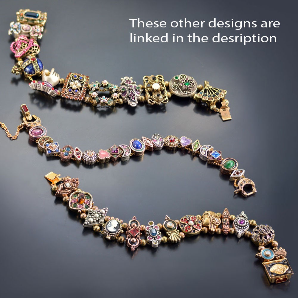 Vintage Slide Bracelet, Victorian Bracelet, Antique Bracelet, Vintage Charm Bracelet, Renaissance Jewelry, long length bracelet BR107